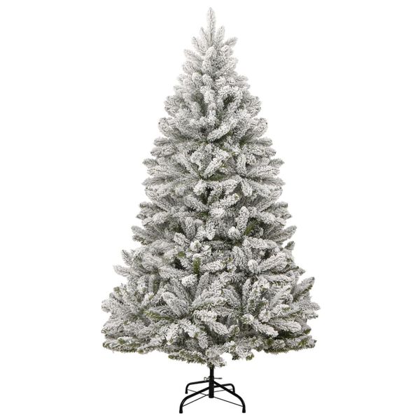 vidaXL Artificial Hinged Christmas Tree Green and white PVC, metal