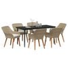 vidaXL Garden Dining Set with Cushion 7 pcs Beige Poly Rattan