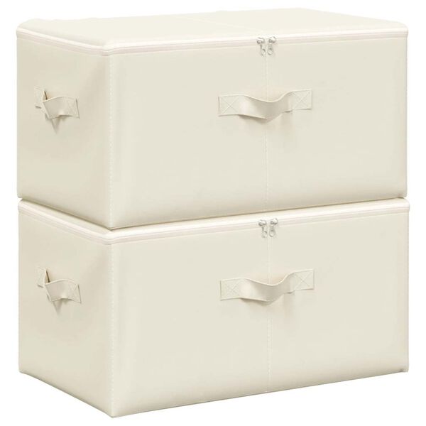 vidaXL Storage Box Set of 2 Cream Polyester Medium Foldable