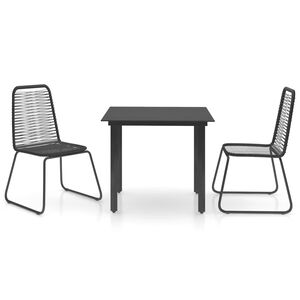 vidaXL Dining Set Black PVC rattan, powder-coated steel, glass Standard
