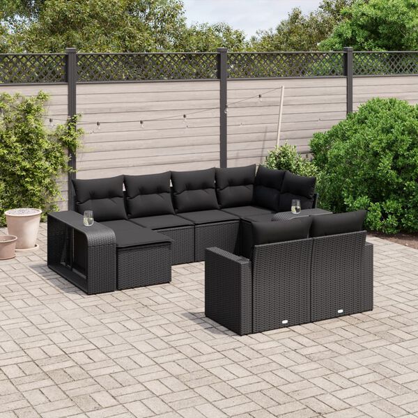 vidaXL Garden Sofa Set Black