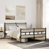 vidaXL Bed Frame Black, Sonoma oak Iron, Engineered wood Double