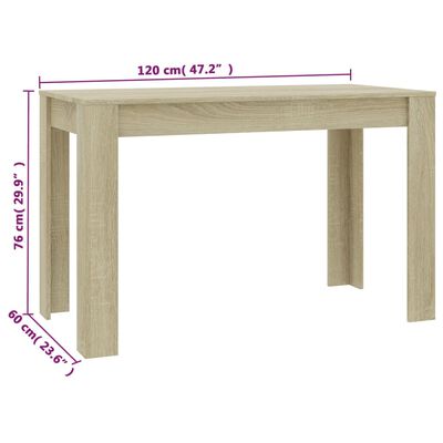 vidaXL Dining Table Sonoma Oak 47.2"x23.6"x29.9" Chipboard
