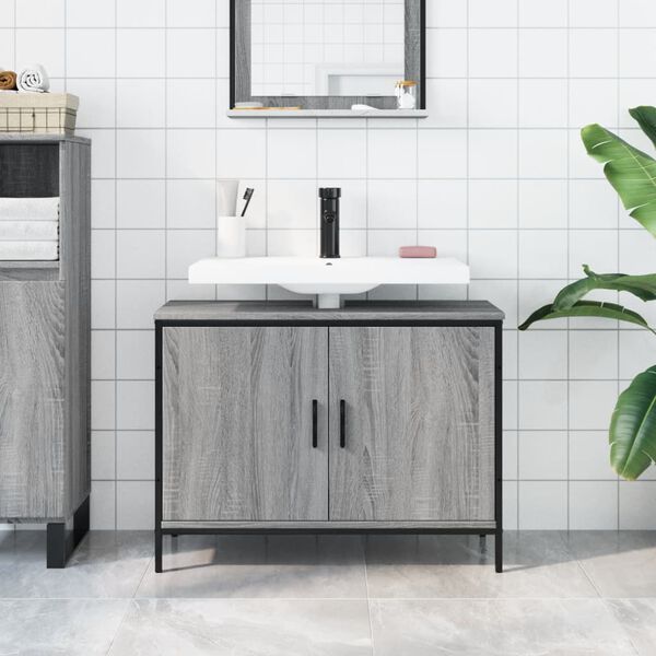 vidaXL Bathroom Sink Cabinet Grey sonoma Engineered wood