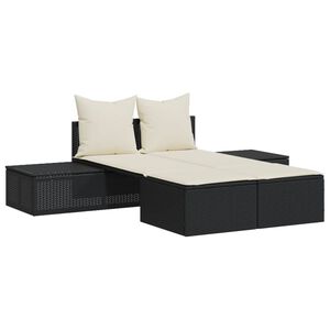 vidaXL Double Sun Lounger Black, Cream