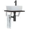 vidaXL Basin Shelf Dark brown and white Solid oak wood and steel