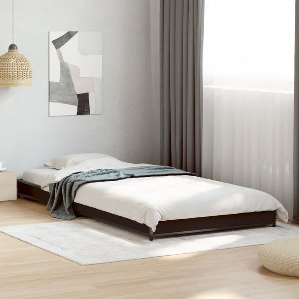 vidaXL Bed Frame Black Engineered wood and steel Single Durable