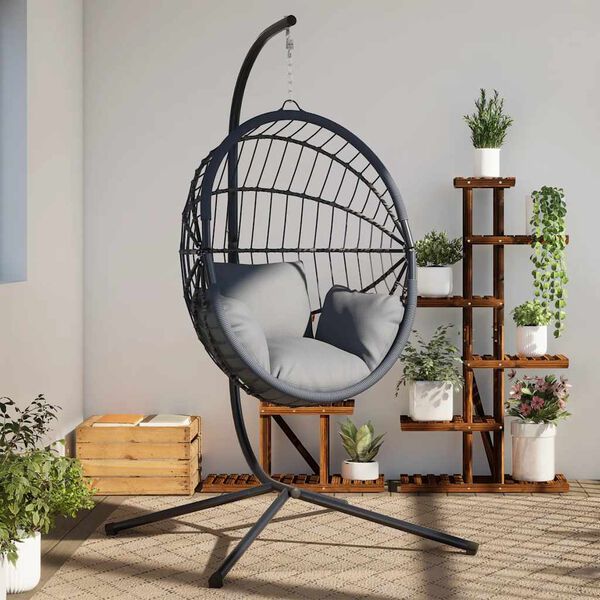 vidaXL Hanging Egg Chair Stand Anthracite Steel Standard Portable
