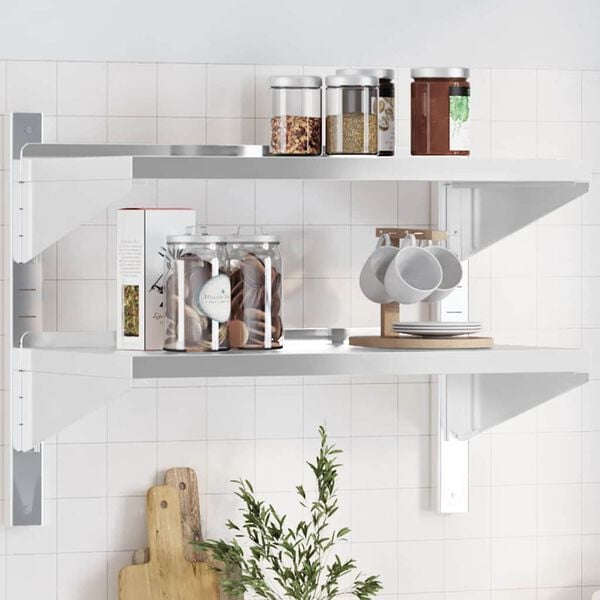 vidaXL Wall Shelf Silver Stainless Steel 29.5 x 15.7 x 23.6 in