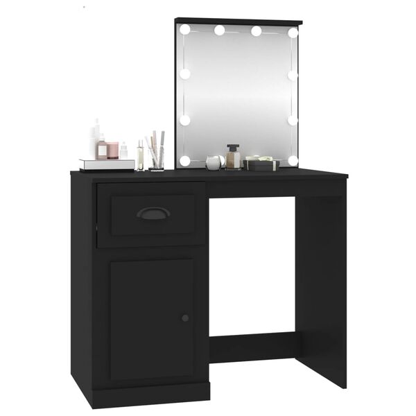 vidaXL Dressing Table Black Engineered Wood, Acrylic Medium
