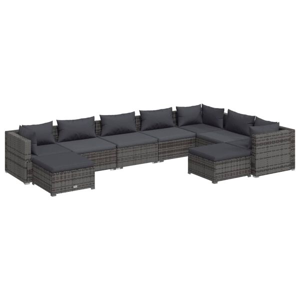 vidaXL Garden Lounge Set Poly Rattan: Grey, Cushions: Anthracite