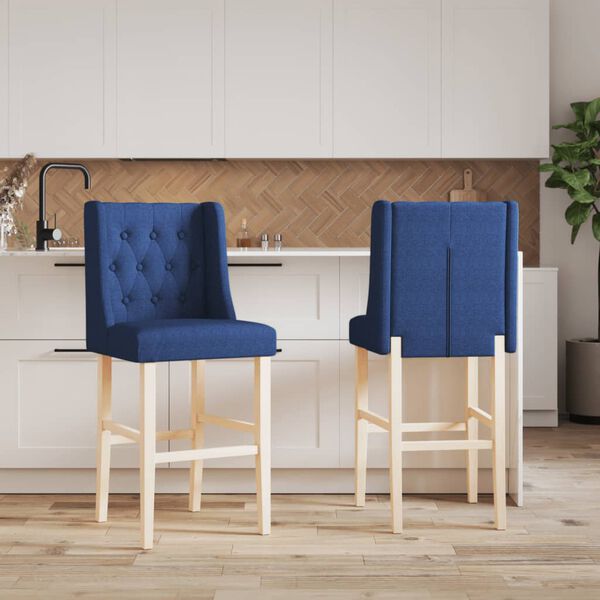 vidaXL Bar Chair Blue Solid rubber wood, 100% polyester fabric, foam