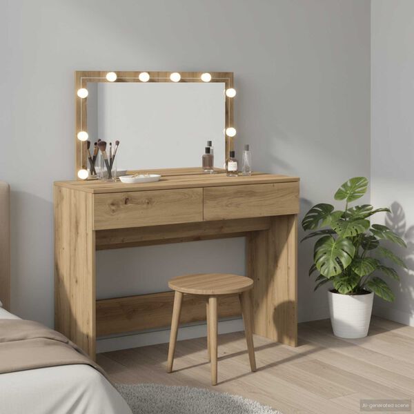 vidaXL Dressing Table with Drawer Artisan Oak 39.37 x 15.75 x 47.24 in