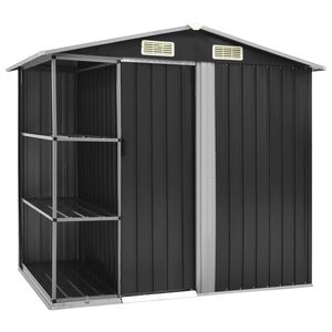 vidaXL Garden Shed Anthracite Galvanized Iron Large Garden Shed