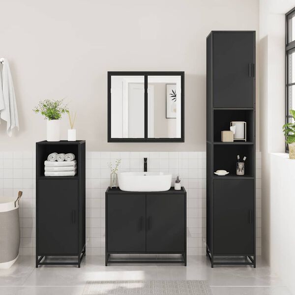 vidaXL Bathroom Sink Cabinet with Shelf black 25.59 x 12.99 x 23.62 in