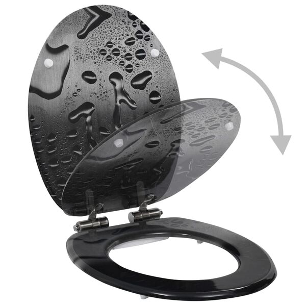 vidaXL WC Toilet Seats 2 pcs with Soft Close Lids MDF Water Drop Design (2x143933)