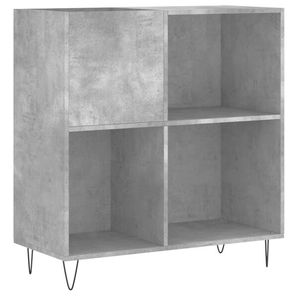 vidaXL Record Cabinet Concrete Gray Engineered Wood, Iron Medium
