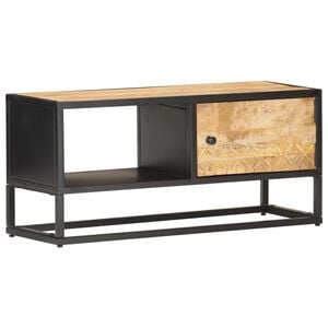 vidaXL TV Cabinet Natural Mango Wood, Black Iron