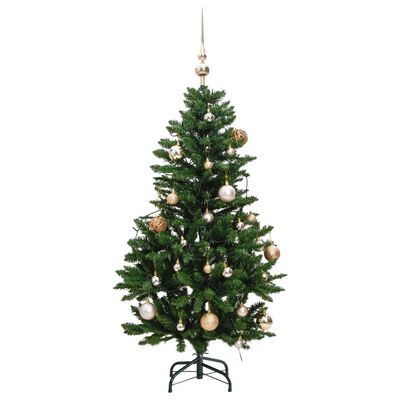 vidaXL Artificial Hinged Christmas Tree 150 LEDs & Ball Set 47.2"