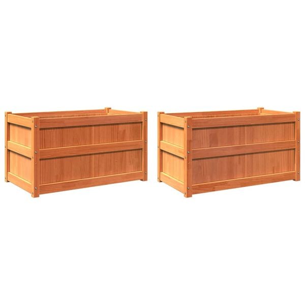 vidaXL Garden Planter Set of 2 Wax brown Solid pine wood