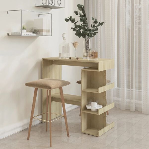 vidaXL Bar Table Sonoma oak Engineered wood Bar Table Rectangular