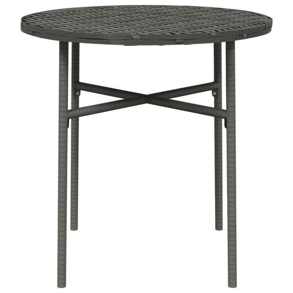 vidaXL Tea Table Grey PE Rattan, Powder-Coated Steel, PP Board