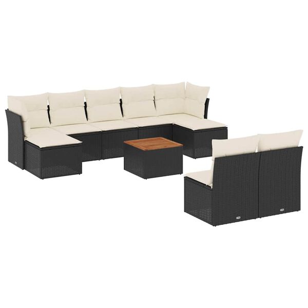 vidaXL Garden Sofa Set Black, Cream White