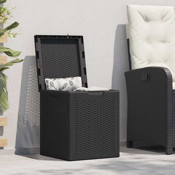 vidaXL Storage Box Black 100% Polypropylene with Rattan look Small