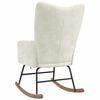 vidaXL Rocking Chair Cream White Velvet, Solid rubber wood, Steel