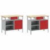 vidaXL Work Bench Set with Drawer with Shelf with Storage Red Steel