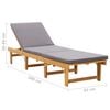 vidaXL Sun Lounger Dark grey Solid Acacia wood Standard Foldable