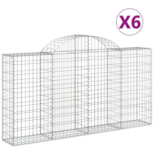 vidaXL Gabion Basket Set of 6 Silver Galvanized Iron