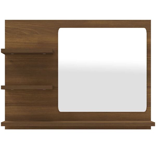 vidaXL Mirror Brown oak Engineered wood, acrylic Medium Bathroom Mirror