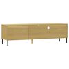 vidaXL TV Cabinet Brown Solid pine wood, metal Medium TV Cabinet