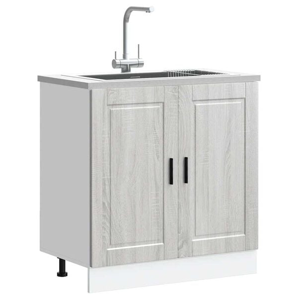 vidaXL Sink Base Cabinet Grey Sonoma Engineered wood 31.5 x 18.1 x 32.1 in