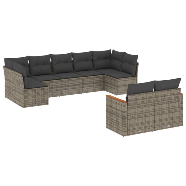 vidaXL Garden Sofa Set Grey, Dark Grey PE rattan Large Modular