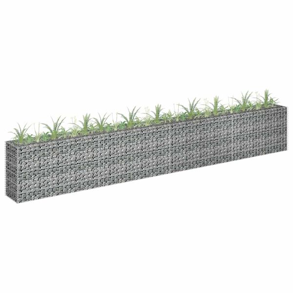 vidaXL Gabion Raised Bed Silver Galvanized steel 141.7 x 11.8 x 23.6 in