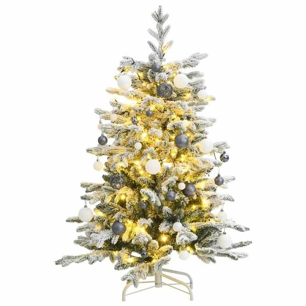 vidaXL Artificial Hinged Christmas Tree 150 LEDs & Ball Set 59.1"