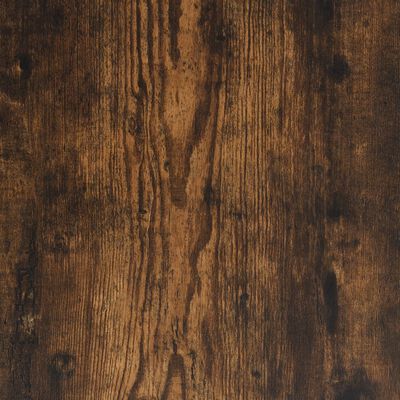 Wood grain texture close-up showing dark brown finish with visible knots and grain.