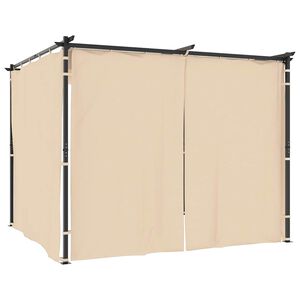 vidaXL Gazebo with Curtains 9.8'x9.8' Cream Steel
