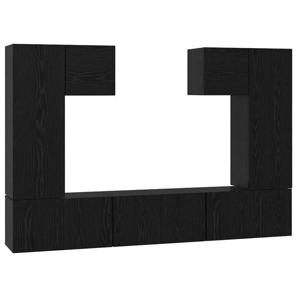 vidaXL TV Cabinet Set Wall-mounted 7 pcs Black Oak Engineered Wood