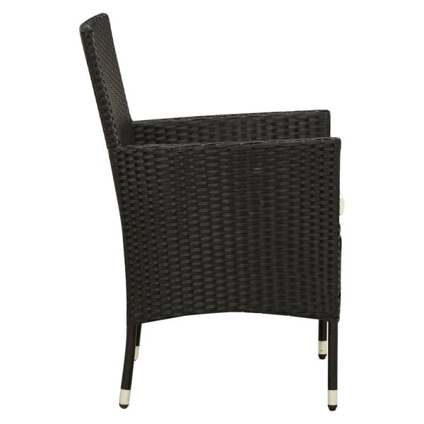 vidaXL Garden Chair Set of 2 Black and Cream White