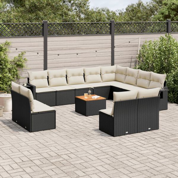 vidaXL Garden Sofa Set Black PE Rattan Large Modular Garden Sofa Set