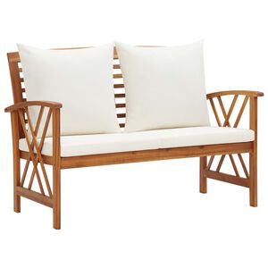 vidaXL Garden Bench Cream white and natural wood
