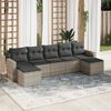 vidaXL Garden Sofa Set Light grey PE rattan Large Removable Covers