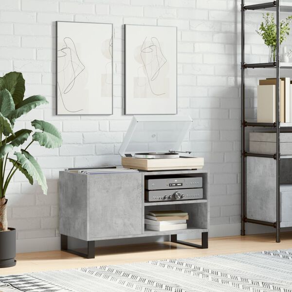 vidaXL Record Cabinet Concrete Grey Engineered Wood, Iron Medium