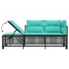 vidaXL Patio Sofa Set Black PE rattan 3 Piece Set Adjustable Armrests