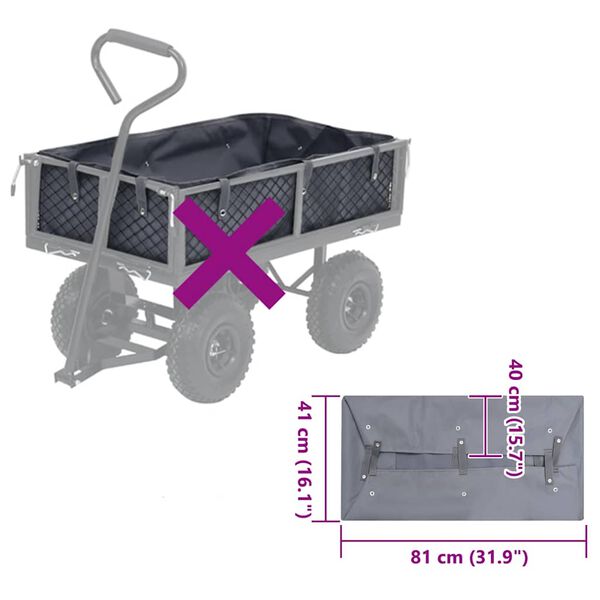 vidaXL Garden Cart Liner Dark Grey 100% Polyester 31.9 x 16.1 x 15.7 in