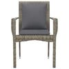 vidaXL Garden Chair Grey PE rattan, powder-coated steel, polyester Medium