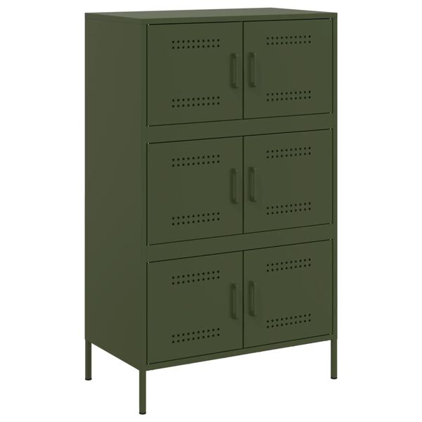 vidaXL Highboard Olive Green Steel Large Highboard Rectangular